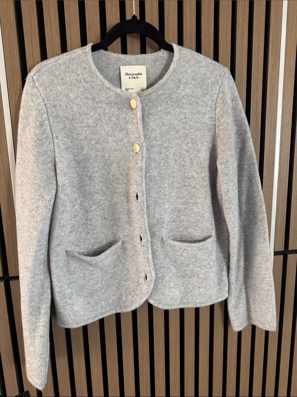 Abercrombie & Fitch Light Gray Knit Cardigan Jacket